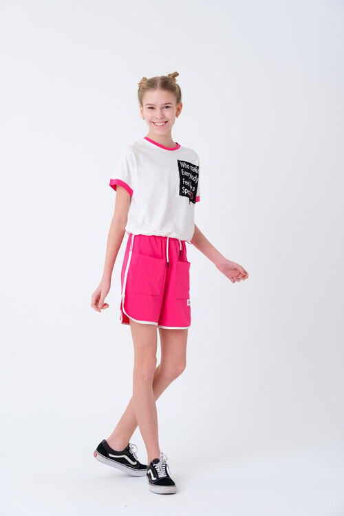 Kız Çocuk Garnili Şortlu Takım 8-14 Yaş T2047