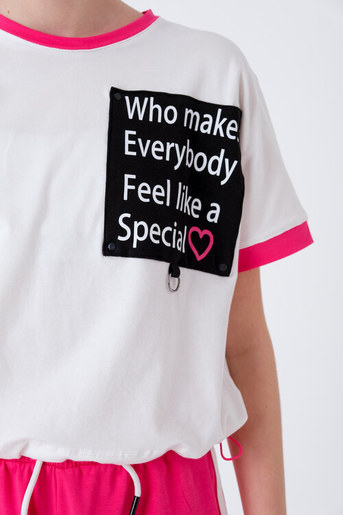 Kız Çocuk Garnili Şortlu Takım 8-14 Yaş T2047