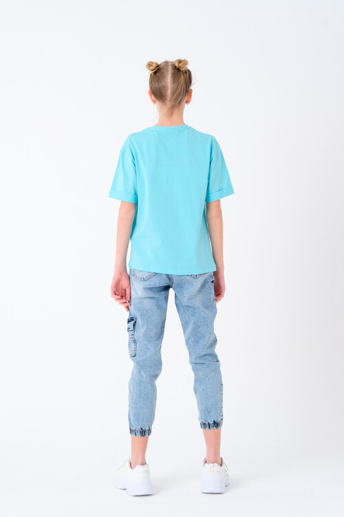 Kız Çocuk Kalp Baskılı T-Shirt 8-14 Yaş