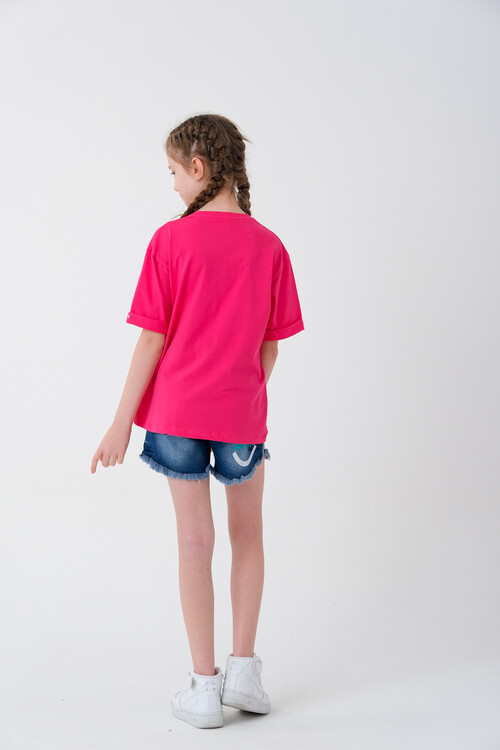 Kız Çocuk Kalp Baskılı T-Shirt 8-14 Yaş