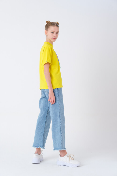 Kız Çocuk Kalp Baskılı T-Shirt 8-14 Yaş