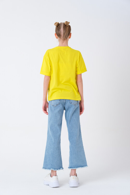 Kız Çocuk Kalp Baskılı T-Shirt 8-14 Yaş