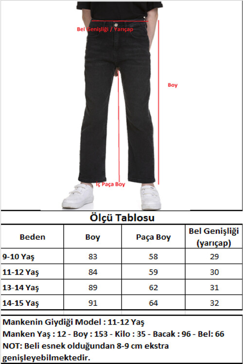 Kız Çocuk Okul Tarz Jean Kot Pantolon 9-15 Yaş Lx134
