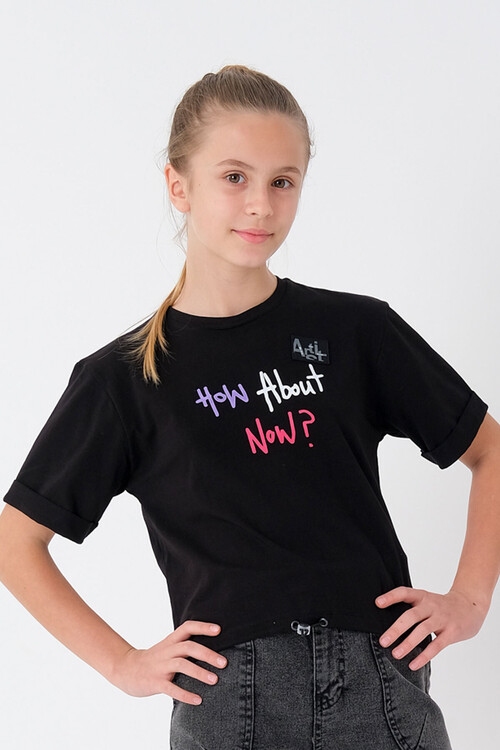 Kız Çocuk Beli Ayarlanabilir T-Shirt 8-14 Yaş T2103