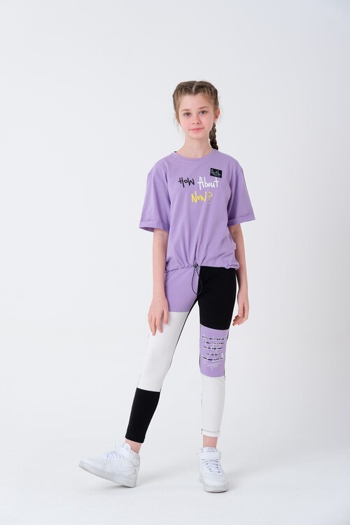 Kız Çocuk Beli Ayarlanabilir T-Shirt 8-14 Yaş T2103