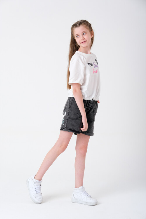 Kız Çocuk Beli Ayarlanabilir T-Shirt 8-14 Yaş T2103