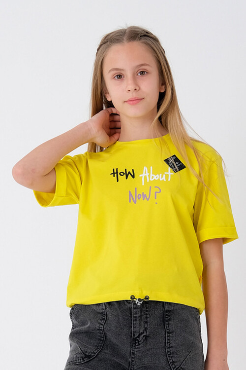 Kız Çocuk Beli Ayarlanabilir T-Shirt 8-14 Yaş T2103