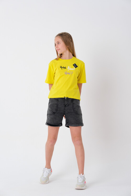 Kız Çocuk Beli Ayarlanabilir T-Shirt 8-14 Yaş T2103