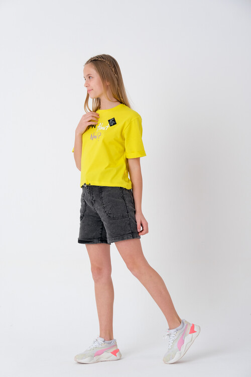 Kız Çocuk Beli Ayarlanabilir T-Shirt 8-14 Yaş T2103