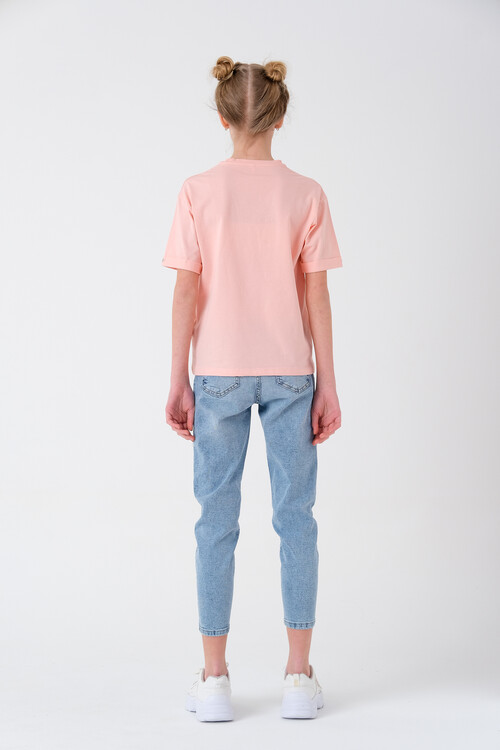 Kız Çocuk Yazı İşlemeli T-Shirt 8-14 Yaş