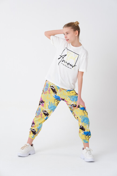 Kız Çocuk Yazı İşlemeli T-Shirt 8-14 Yaş