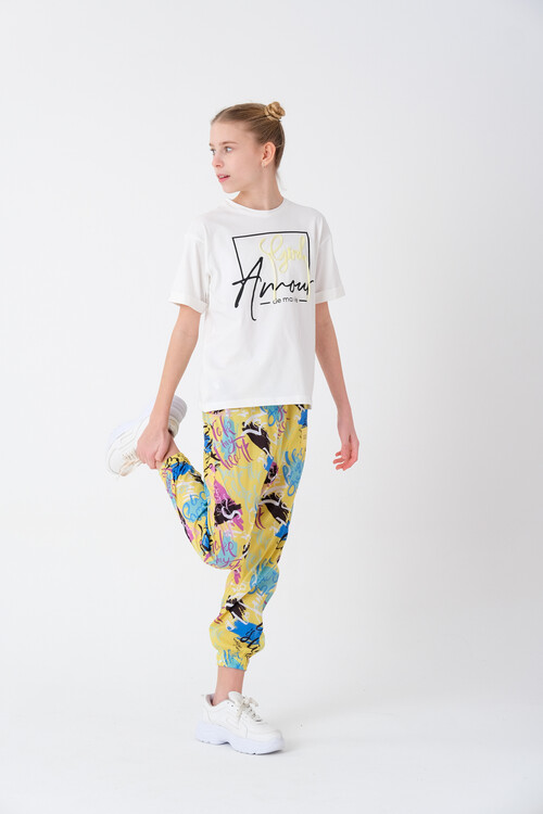 Kız Çocuk Yazı İşlemeli T-Shirt 8-14 Yaş