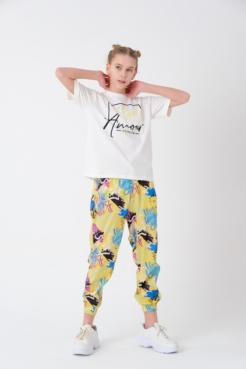 Kız Çocuk Yazı İşlemeli T-Shirt 8-14 Yaş
