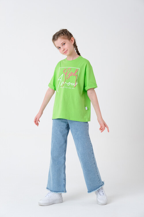 Kız Çocuk Yazı İşlemeli T-Shirt 8-14 Yaş