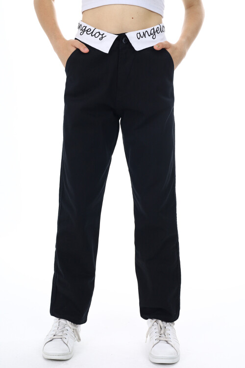 Kız Çocuk Bel İşlemeli Gabardin Pantolon 9-14 Yaş Lx253