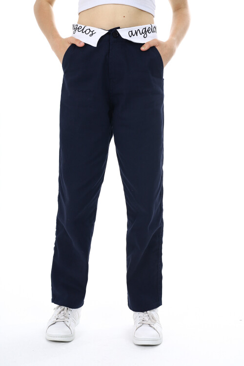 Kız Çocuk Bel İşlemeli Gabardin Pantolon 9-14 Yaş Lx253