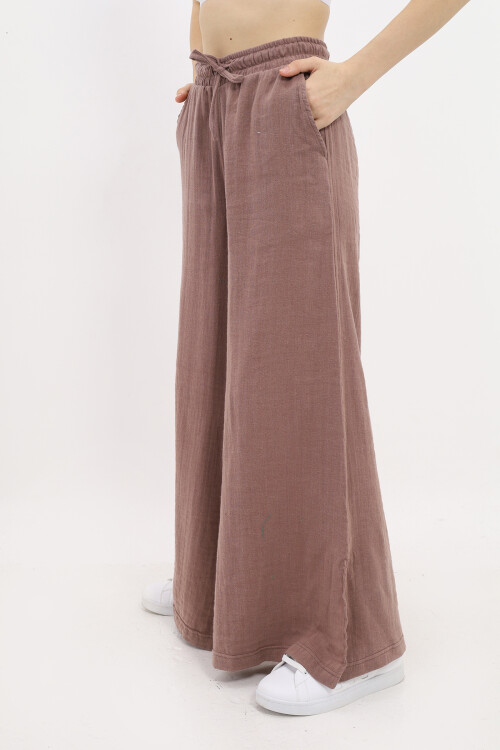 Kız Çocuk Ekstra Geniş Paçalı Muslin Pantolon LX 229