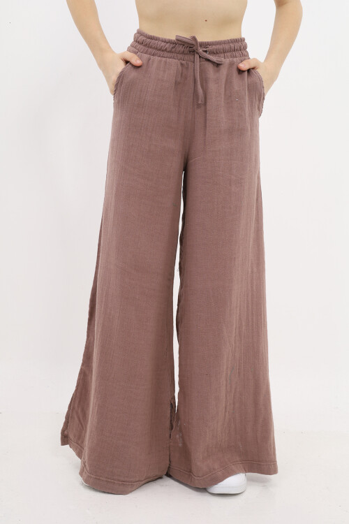 Kız Çocuk Ekstra Geniş Paçalı Muslin Pantolon LX 229