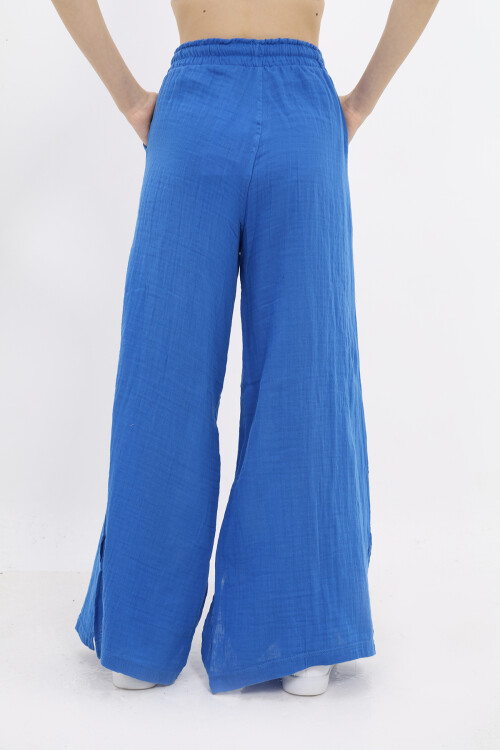 Kız Çocuk Ekstra Geniş Paçalı Muslin Pantolon LX 229