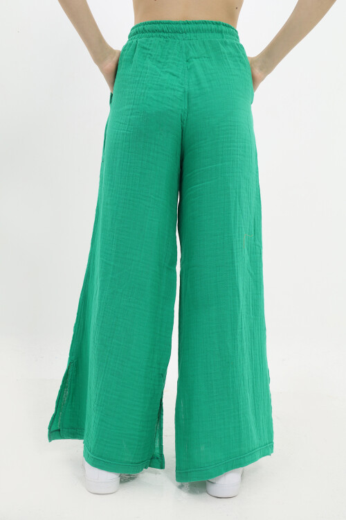 Kız Çocuk Ekstra Geniş Paçalı Muslin Pantolon LX 229