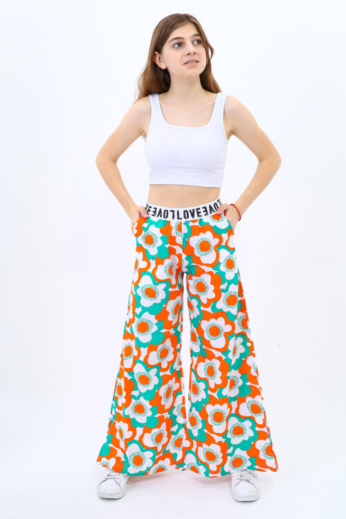 Kız Çocuk Geniş Paçalı Yazlık Alt 9-14 Yaş Lx234-1