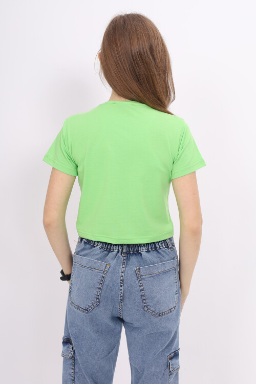 Kız Çocuk Çapraz Modelli Crop T-Shirt 9-14 Yaş Lx232