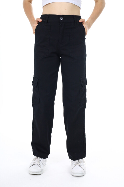 Kız Çocuk Kargo Cepli Gabardin Pantolon 9-14 Yaş Lx257