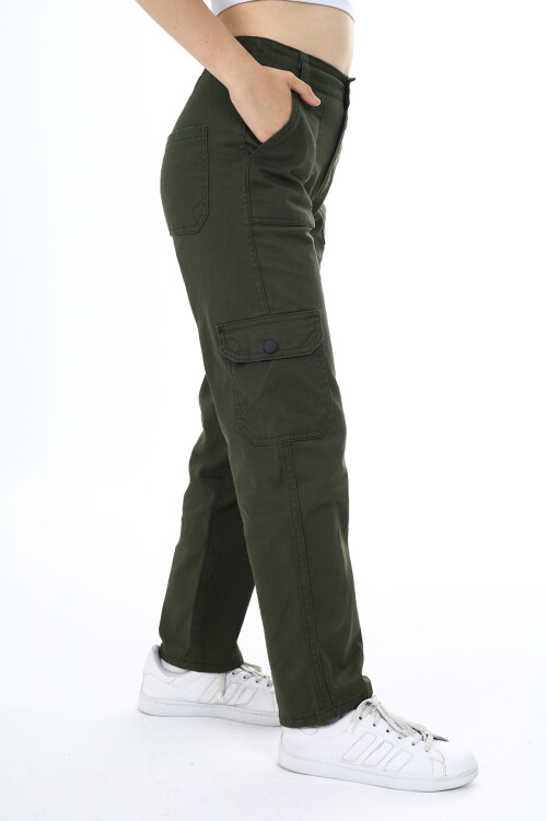 Kız Çocuk Kargo Cepli Gabardin Pantolon 9-14 Yaş Lx257