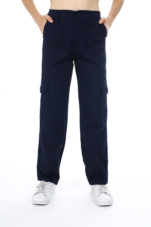 Kız Çocuk Kargo Cepli Gabardin Pantolon 9-14 Yaş Lx257