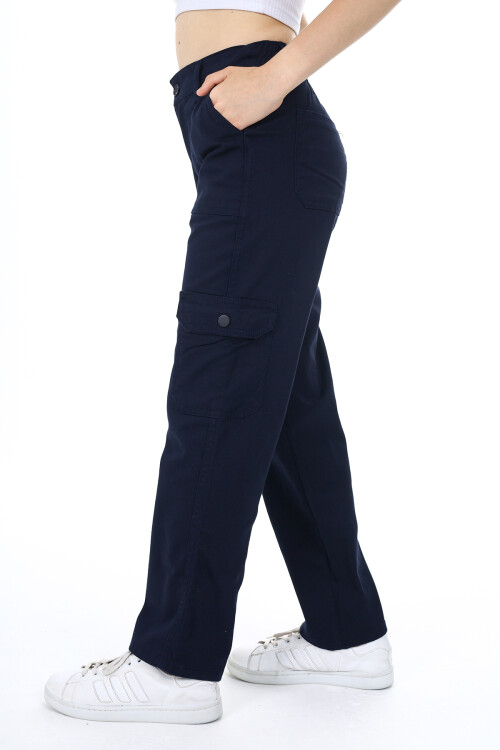 Kız Çocuk Kargo Cepli Gabardin Pantolon 9-14 Yaş Lx257