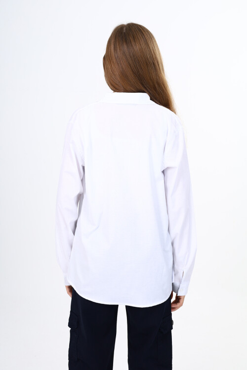 Kız Çocuk Okul Tarz Likralı Gömlek 9-14 Yaş Lx259