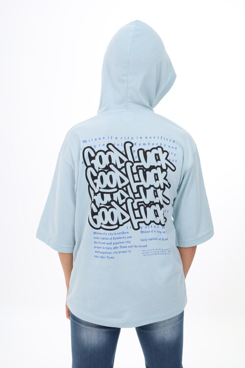 Erkek Çocuk Kapüşonlu Kanguru Cepli T-Shirt 9-14 Yaş Lx7072