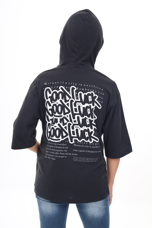 Erkek Çocuk Kapüşonlu Kanguru Cepli T-Shirt 9-14 Yaş Lx7072