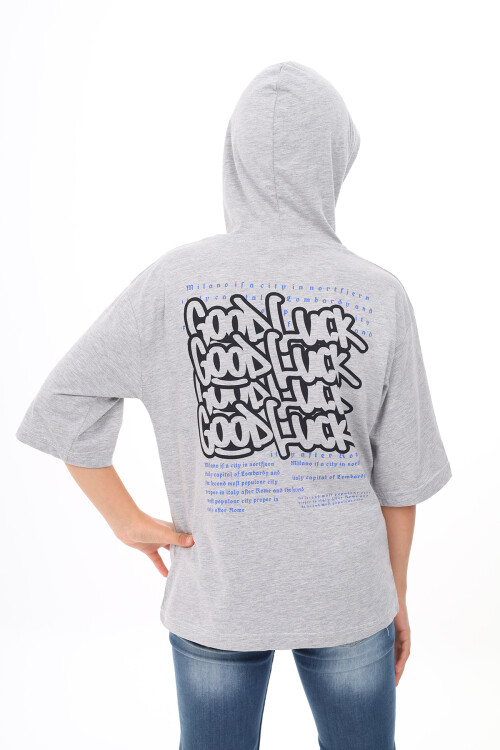 Erkek Çocuk Kapüşonlu Kanguru Cepli T-Shirt 9-14 Yaş Lx7072