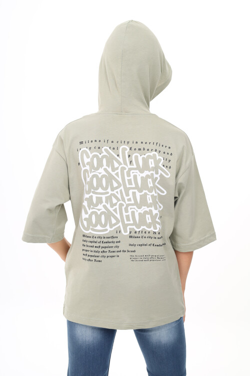 Erkek Çocuk Kapüşonlu Kanguru Cepli T-Shirt 9-14 Yaş Lx7072