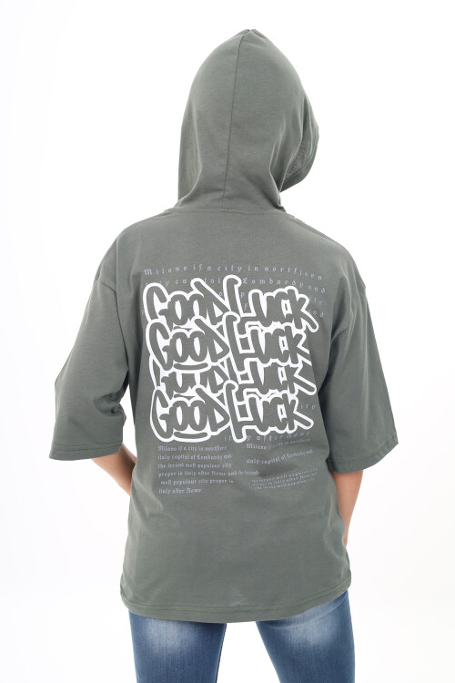 Erkek Çocuk Kapüşonlu Kanguru Cepli T-Shirt 9-14 Yaş Lx7072