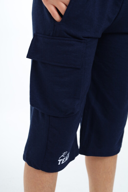 Erkek Çocuk Kargo Cepli Baskılı Kapri 4-14 Yaş Lx7071