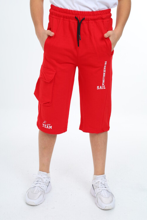 Erkek Çocuk Kargo Cepli Baskılı Kapri 4-14 Yaş Lx7071