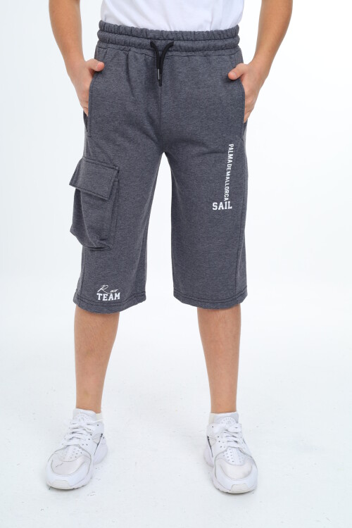 Erkek Çocuk Kargo Cepli Baskılı Kapri 4-14 Yaş Lx7071