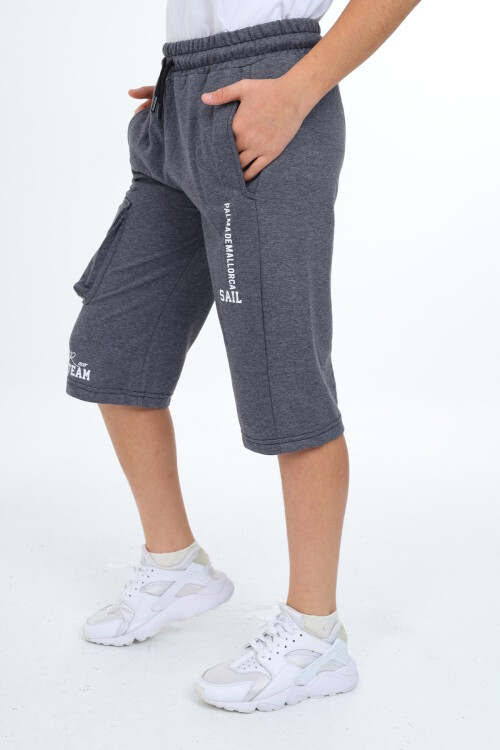 Erkek Çocuk Kargo Cepli Baskılı Kapri 4-14 Yaş Lx7071