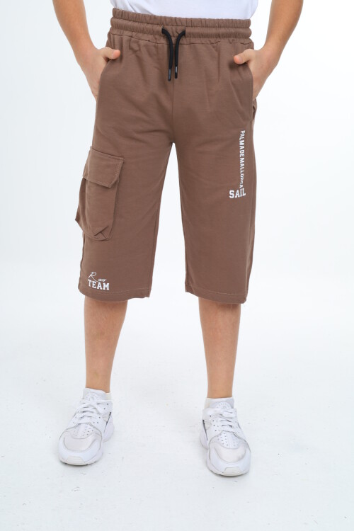 Erkek Çocuk Kargo Cepli Baskılı Kapri 4-14 Yaş Lx7071