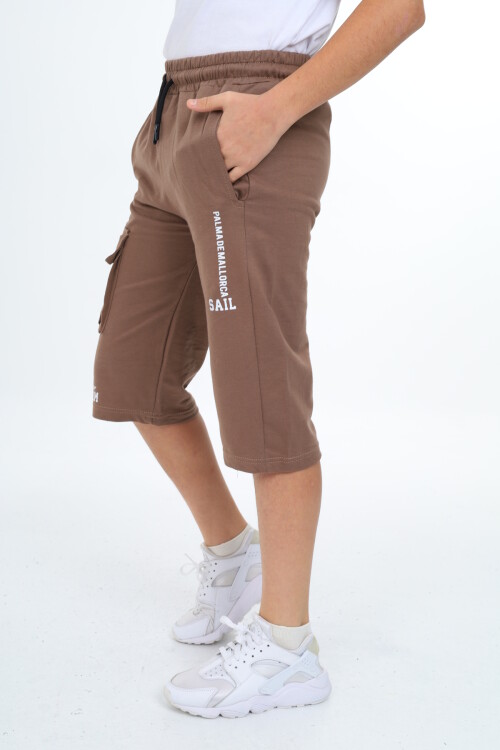 Erkek Çocuk Kargo Cepli Baskılı Kapri 4-14 Yaş Lx7071