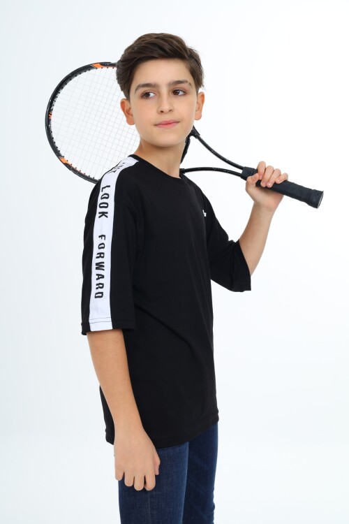 Erkek Çocuk Kol Şerit Garnili T-Shirt 9-14 Yaş Lx7063