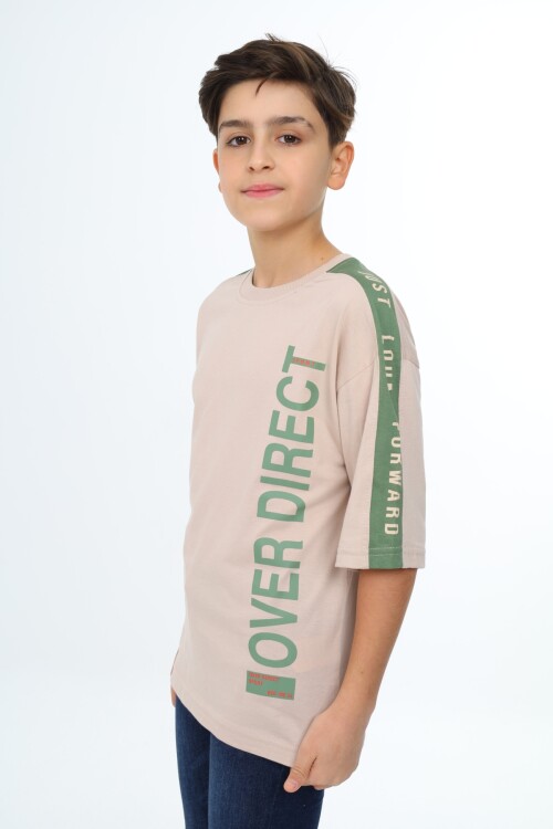 Erkek Çocuk Kol Şerit Garnili T-Shirt 9-14 Yaş Lx7063