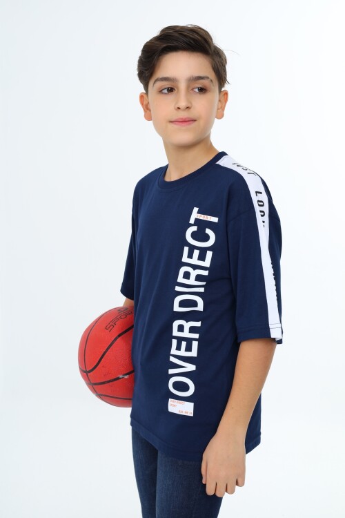 Erkek Çocuk Kol Şerit Garnili T-Shirt 9-14 Yaş Lx7063