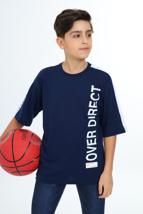 Erkek Çocuk Kol Şerit Garnili T-Shirt 9-14 Yaş Lx7063