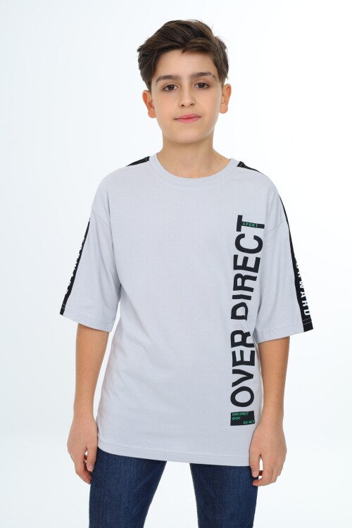 Erkek Çocuk Kol Şerit Garnili T-Shirt 9-14 Yaş Lx7063