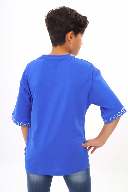 Erkek Çocuk Kol Uçları Yazı Baskılı T-Shirt 9-14 Yaş Lx7060