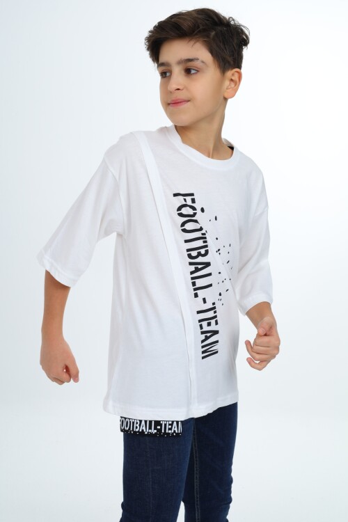 Erkek Çocuk Pile Detaylı T-Shirt 9-14 Yaş Lx7065