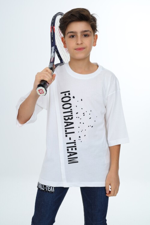 Erkek Çocuk Pile Detaylı T-Shirt 9-14 Yaş Lx7065
